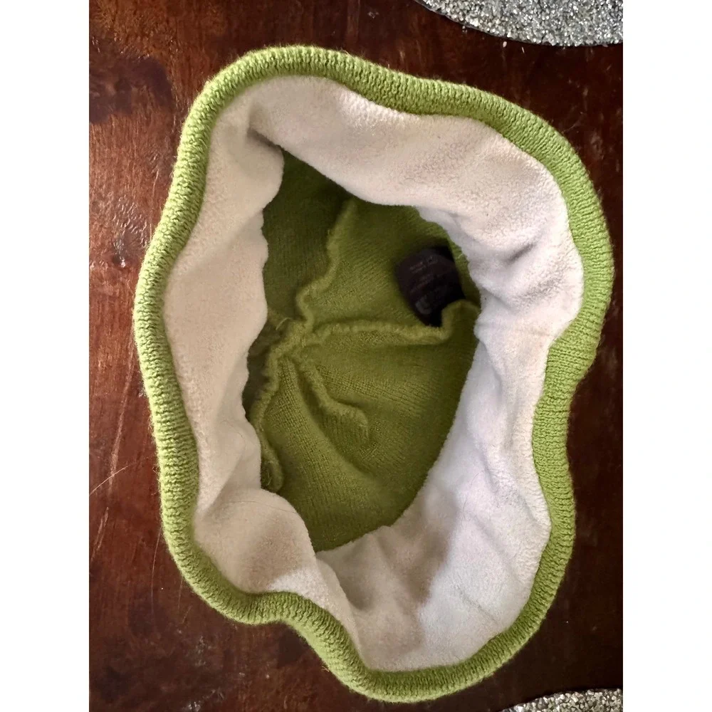 The North Face Kids‎ Beanie Hat Green Fleece Lined Winter Knit Cap